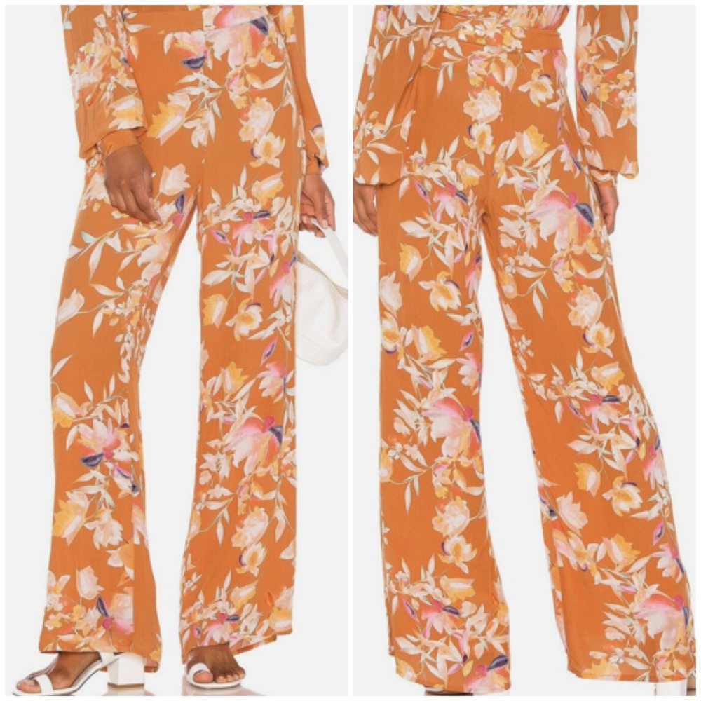 Song of Style Orange Floral wide leg pants